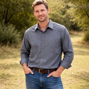 Vintage Dockers  Men's Casual Shirt Button Down Size LG  Gray Check Hong Kong